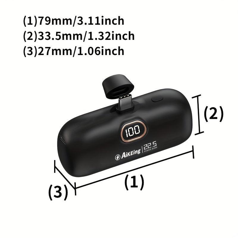 Aikeing 5000mAh 迷你行動電源，iPhone 充電器，內建 Type-C 接頭，適用於 Android 和所有行動裝置的快充行動電源，輕巧旅行充電器，緊急口袋充電器，方便攜帶使用（萬聖節、聖誕節、當地倉庫）