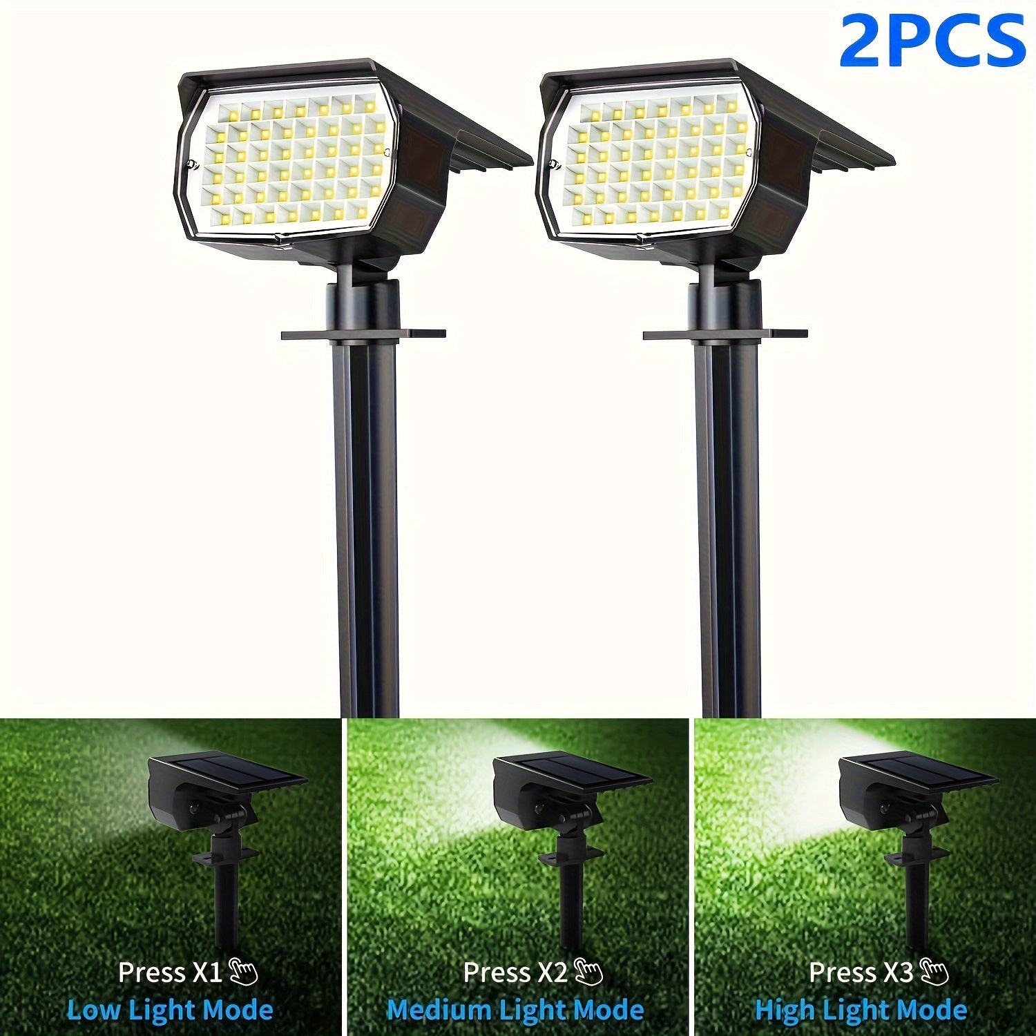 2/4/6-pack outdoor solar lawn lights, 46 LED ultra-bright solar yard lights, courtyard outdoor pathway lights, 3 brightness modes, solar spotlights, for yards, paths, courtyards, garages, lawns, pathways, cool white light. Wall light