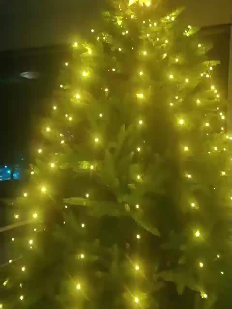 Bhony IP44 圆形圣诞树灯，适用于树木，410 LED 圣诞灯串，带星星顶饰，6.6FT X 16 条灯，带 11 种模式定时器遥控器，适用于室内外圣诞树装饰