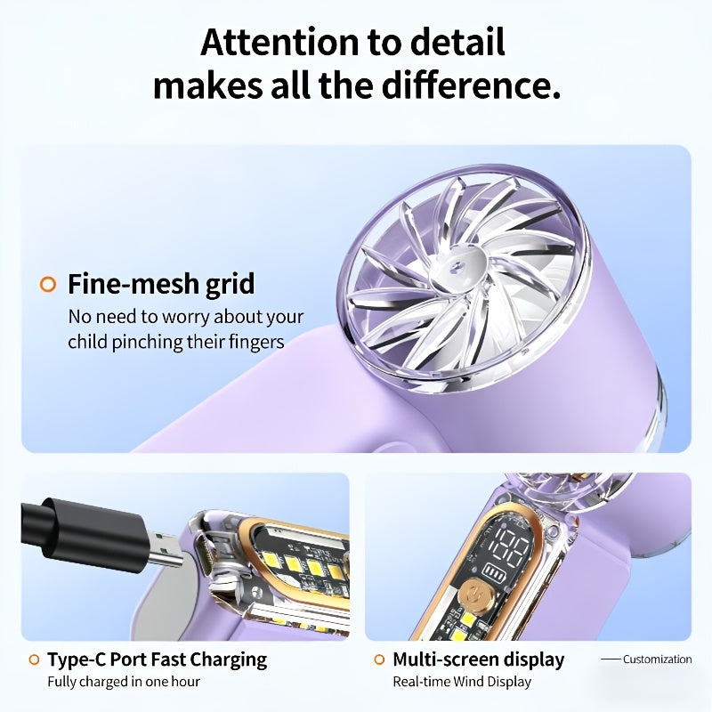 Mini Turbo Air Blower, Lightweight Design, 22000RPM High Speed Wind, 0-100 Stepless Speed Adjustment, 24H Long Battery Life, Low Noise Portable Fan, Multiple Colors Available, Must-Have for Outdoor Camping & Travel