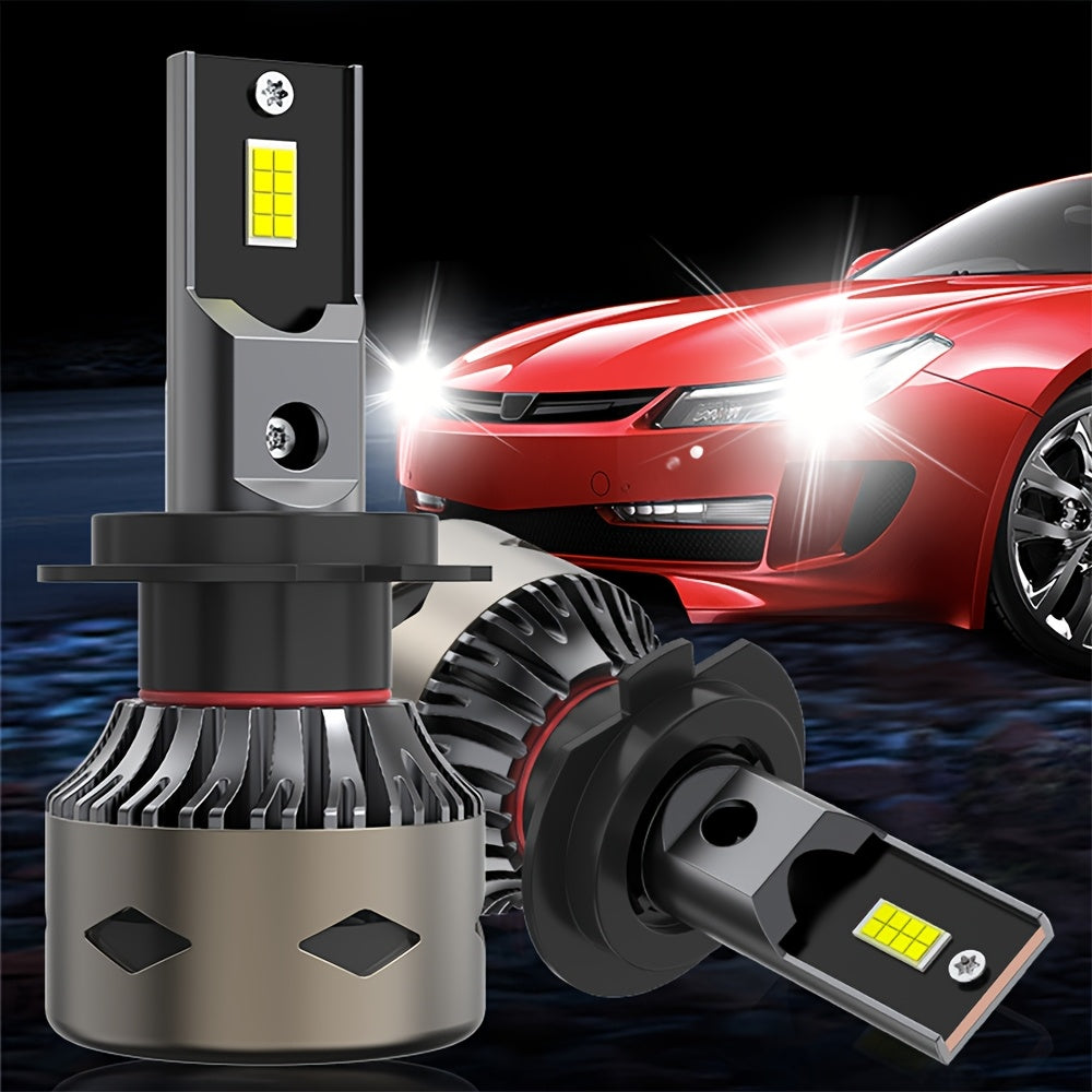 2 Plug-and-Play Car Headlights, Compatible Models: 9005/HB3-B039/H4/H7/H1/H4/9003/HB2/H11/H18/H16/9006/9012, 6500K Color Temperature, 360° Beam Angle, 25000 Lumens 200W, 600% Brightness Increase