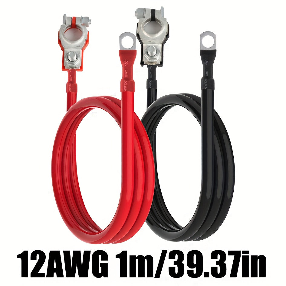 10AWG/12AWG Battery Inverter Cable & Terminal Connector, Car Battery Terminal, Universal Top Post Negative Positive, RV - 30cm/11.81in, 50cm/19.68in, 1m/43in, Suitable for Car, Truck, Motorcycle, Solar Battery, No Battery Required