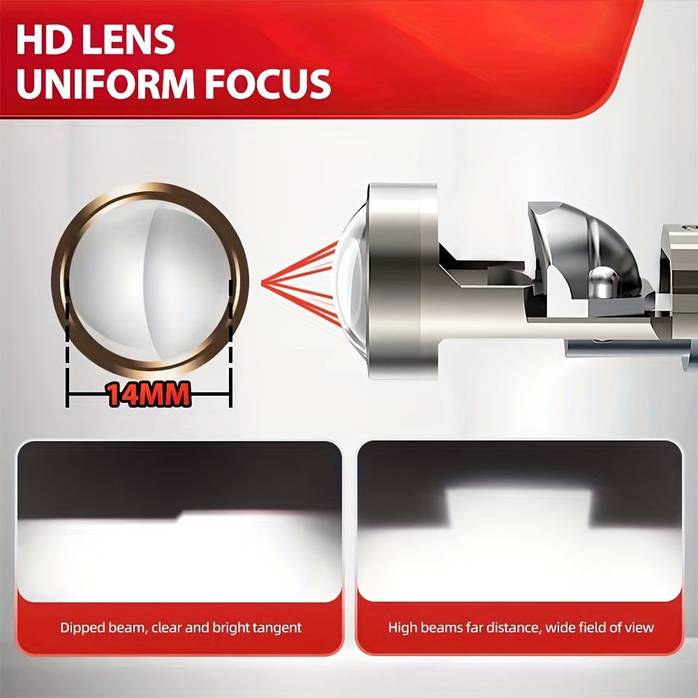 2Pcs LED Car Mini Lens 9005/9006-QF019, 53000 Lumens, 6500K White Light, H4/9003/HB2/H7/H18/H8/H9/H11/H16 Fit for Car and Motorcycle, 7055 Chip, High Power, New Upgraded Optical Lens, High Brightness Output for Motor Vehicles, 12V