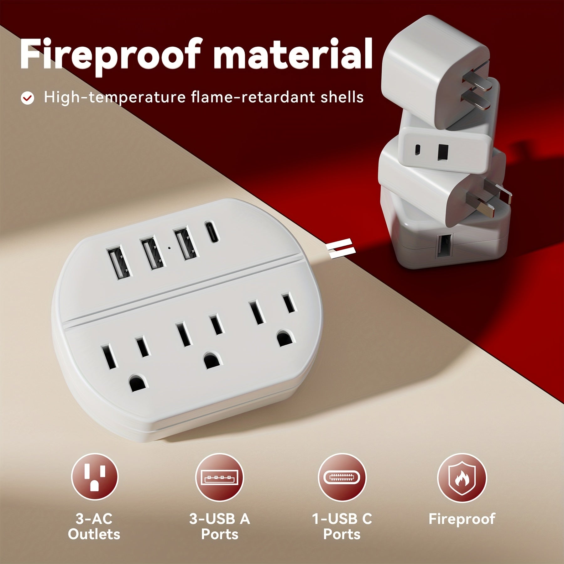 This Is a 7-In-1 Power Strip Featuring a USB Port, Three USB-A Ports, One USB-C Port, And Three AC Socket Outlets. It'S a Wall Socket That Is Portable And Ideal for Home, Office, And Travel Use. Available in White And Black