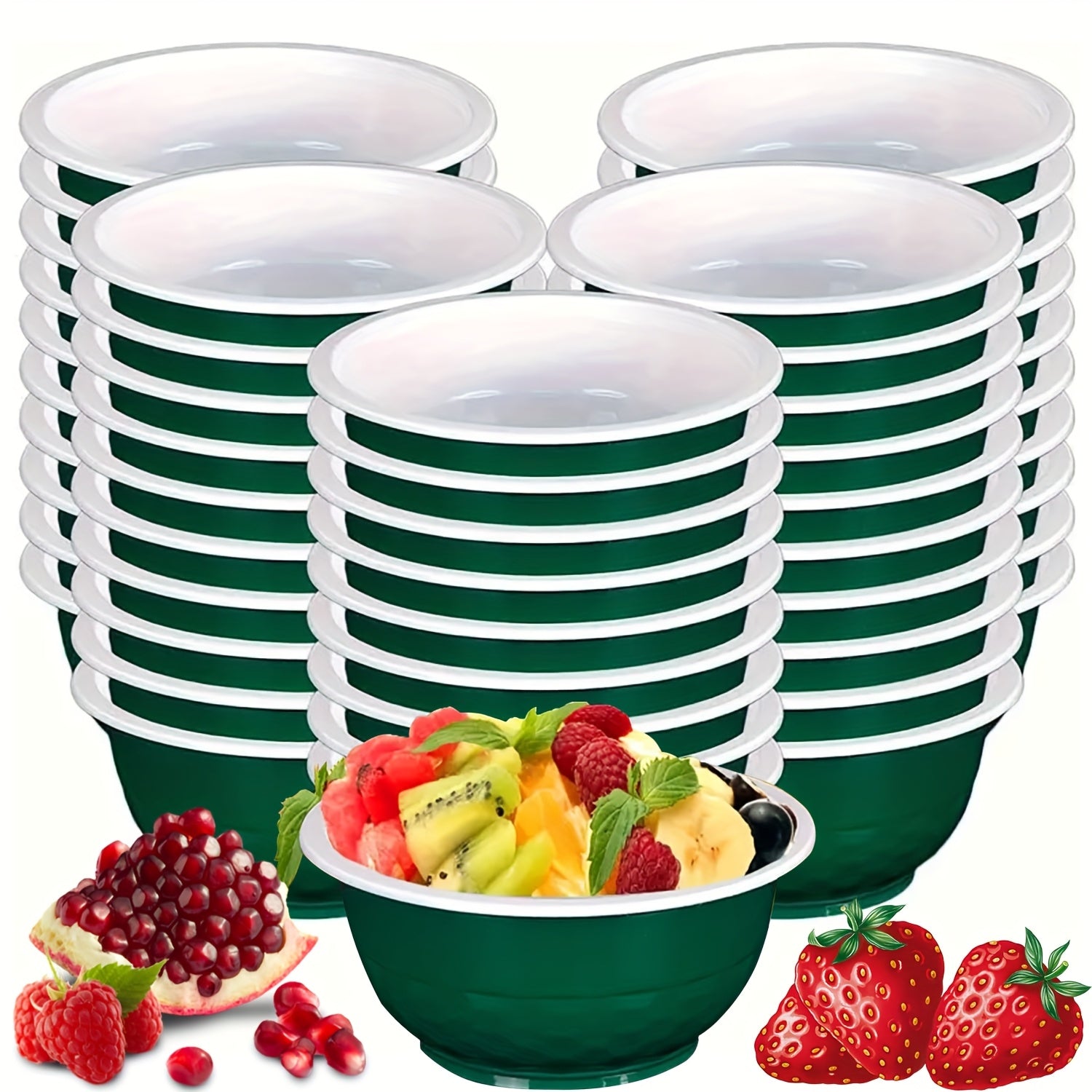25/5PCS Party Cup & Bowl Set, Disposable Plastic Bowls, Soccer Bowl, Salad Bowl, Dessert Bowl – Perfect for Weddings, Outdoor Camping, Birthday Parties, St. Patrick's Day, Graduation Season, Soccer Parties