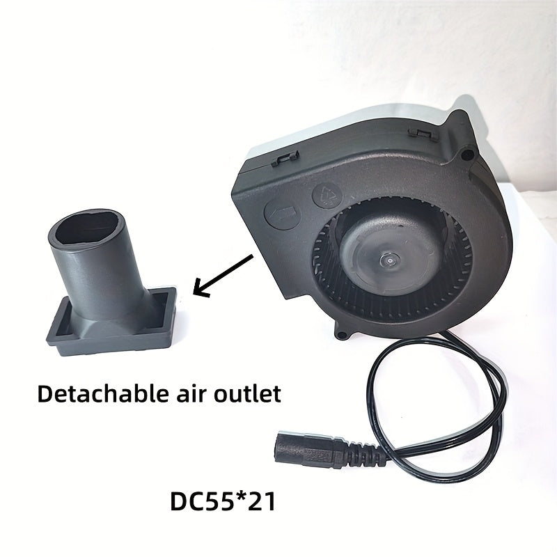 Outdoor Camping Portable Fan 9733 DC12V 1.80A Turbo Blower Fan, 3.82 Inch High Airflow Strong Wind Double Ball Bearing Centrifugal Blower with Air Outlet