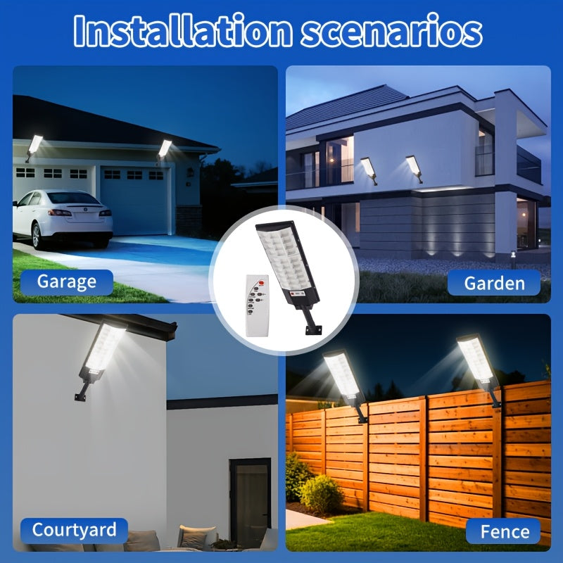 2/1 Pack 3D Curved Integrated Solar Street Light with Sensor, Solar Street Light with Remote Control, Perfect for Parking Lots, Courtyards, Gardens, Villas, Outdoor Solar Light