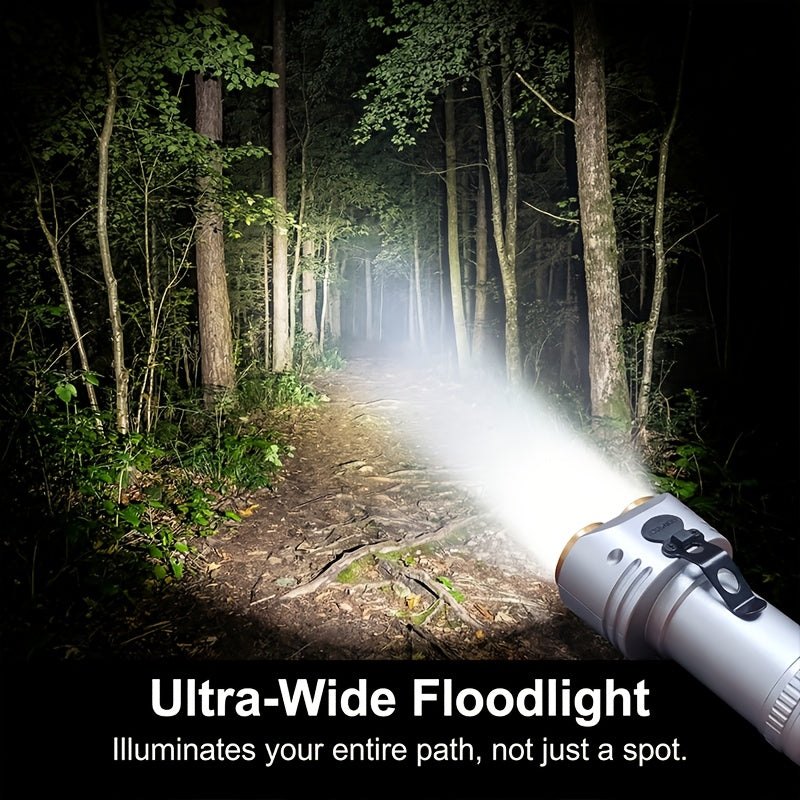 Handheld Rechargeable Flashlight - with Sturdy Pen Clip, High-Brightness Dual Light Sources, Long Battery Life, Type-C Charging Port, Adjustable Multi-Level Light Modes, Ideal for Outdoor Camping, Hiking, Home Lighting & Emergency Lighting