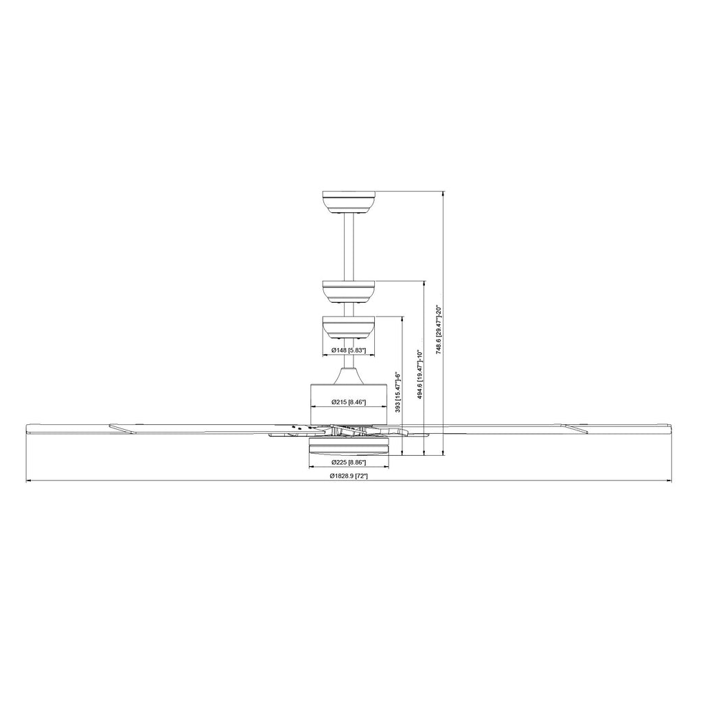 72 Inch Ceiling Fan with Light, 6 Speed Remote Control, Reversible Motor, Coffee Black Color