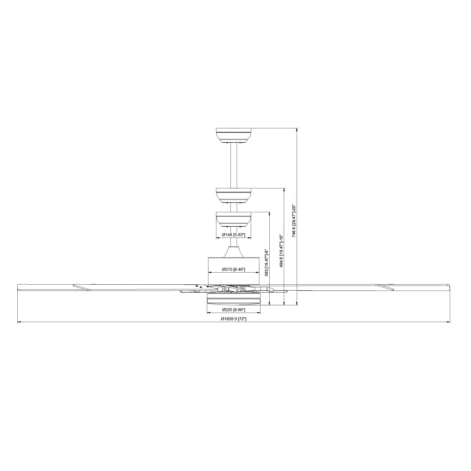 72 Inch Ceiling Fan with Light, 6 Speed Remote Control, Reversible Motor, Coffee Black Color
