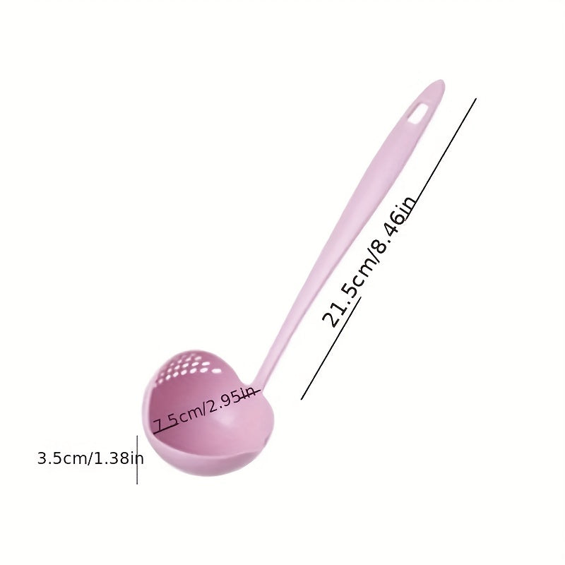 1PC 2-in-1 Slotted Soup Ladle, Long Handle Plastic Hot Pot Spoon, Kitchen Utensil