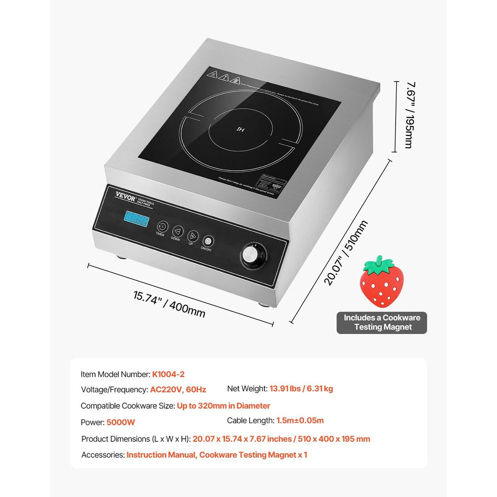 VEVOR Portable Commercial Induction Stove 5000W Countertop Stove Hot Plate