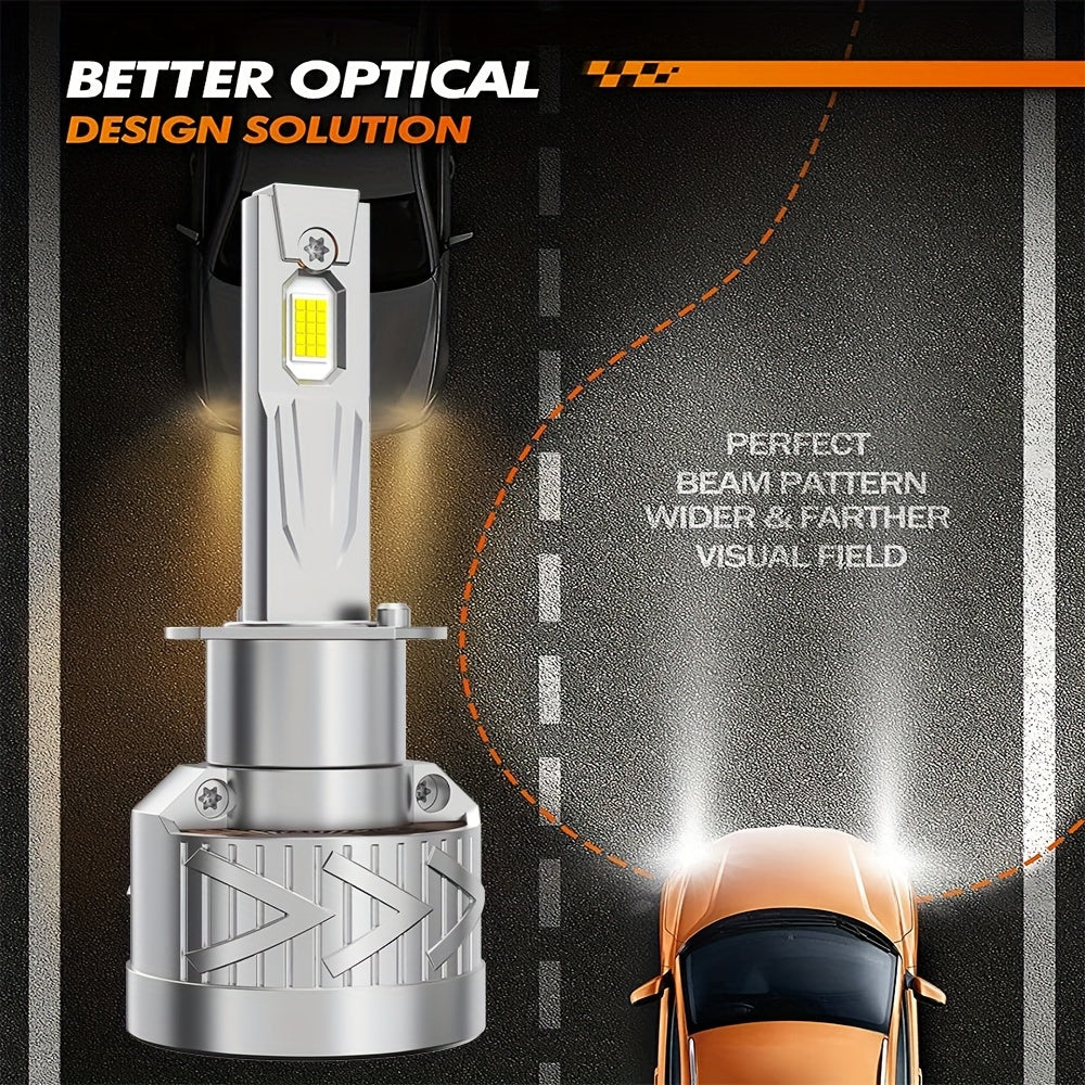 2 Super Bright LED Car Headlight Bulbs, Compatible with H8 H1-D013 H4/H7/9005/H4/9003/HB2/H11/H18/H16, 55000 Lumens 350W 1000% Brightness, Aluminum Housing, 12V