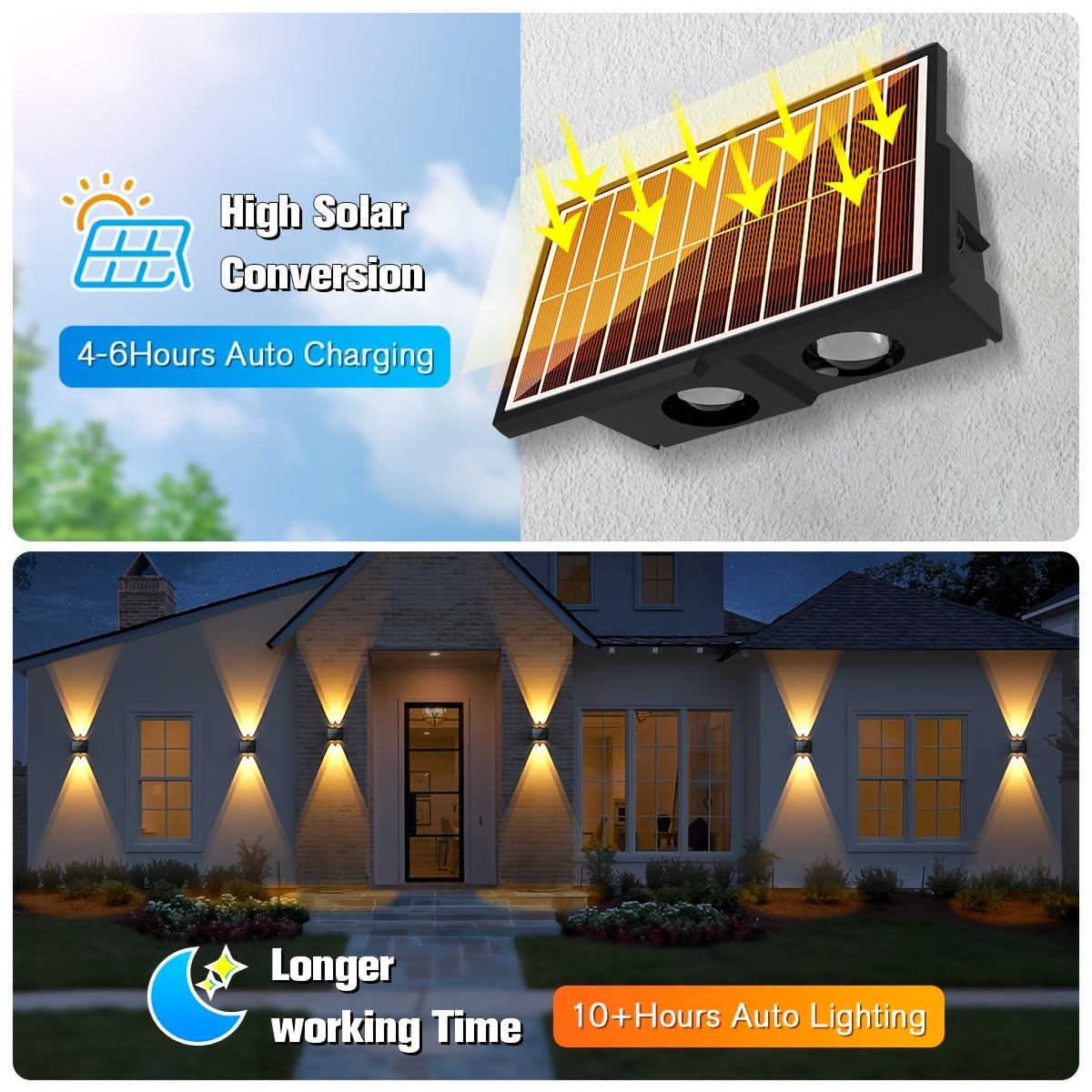 2/4-Piece - Solar Fence Light, Solar Up and Down Light, Wall Washer Light, Solar Outdoor Light, Adjustable RGB Solar Light, Bright Solar Garden Light, Suitable for Outdoor Courtyard, Garden, Patio, Yard, Fence, Alley, Decoration