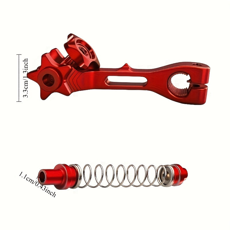 This is a universal and easy-to-install CNC aluminum rear brake arm and brake return spring, compatible with motorcycle parts for brands such as Honda CRF, Kawasaki, Suzuki, Aprilia, Ducati, Triumph, Yamaha, and Bajaj Pulsar RS200.