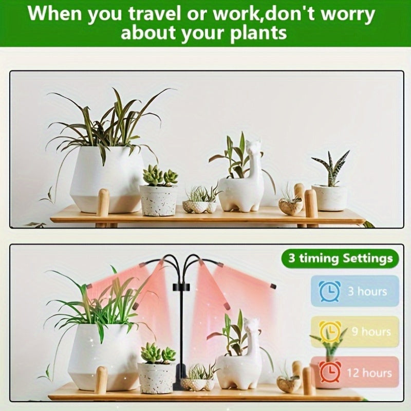 Full Spectrum Indoor Plant Grow Light, Built-in 80 LED Beads, Suitable for 15 to 60 Inch Plants, Equipped with Adjustable Tripod and 4 Lamp Heads