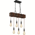 8,6,4-Light Rustic Chandelier for Dining Room, Farmhouse Wood Pendant Light, Height Adjustable, Rectangular Pendant Light for Kitchen Island, Dining Room, Bar, Pool Table, Cabin