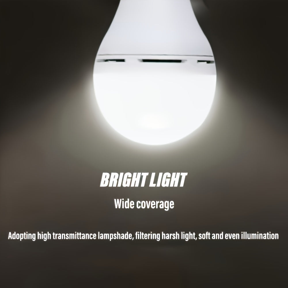 4PCS smart solar LED bulb, USB rechargeable emergency bulb, portable floodlight with hook, 3 lighting modes yard light, suitable for garden, camping, fishing, lantern, night light, emergency use