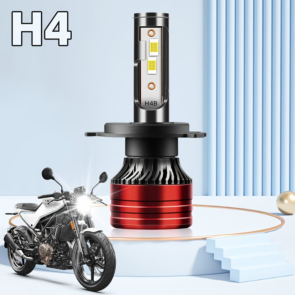 1pc KINGSOFE H4 LED Motorcycle/Car Headlight Bulb - Super Bright 30000 Lumens 6500K Cool White High/Low Beam Integrated with Cooling Fan, Plug-and-Play All-in-One Headlight, Suitable for Motorcycles, ATVs, Trucks, Scooters, Utility Vehicles