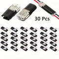 30/40-Pack Quick Connect Wire Connectors, 2-Pin Low Voltage Solderless Double Terminal for 20-22 AWG Wire, Copper Contacts with Transparent Insulation – Ideal for Automotive & Electrical Projects