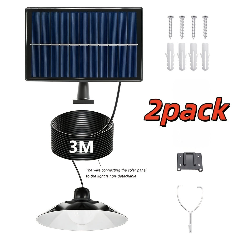 Solar Pendant Light - Dual/Single Head, Outdoor and Indoor Lighting, Suitable for Patio, Garage, RV Camping - Adjustable Brightness, Easy Installation, Outdoor Solar Light