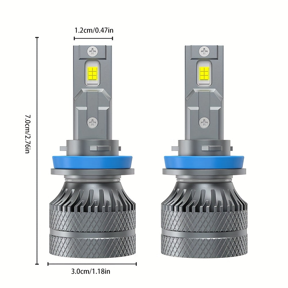 2-Pack Car LED Headlight Bulbs H8/H9/H11/H16-C015 H4/9005/H1/H4/9003/HB2/9012/9006/H1, 6500K 30000 Lumens 3570 CSP Chip 800% Brightness Easy Installation Super Bright CSP Chip High