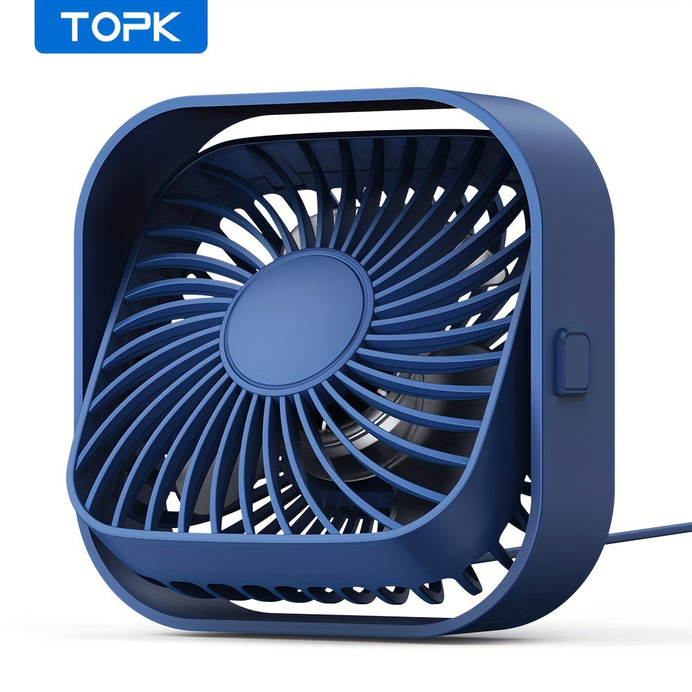 RV Fan, TOPK K51 Mini USB Desk Fan, Premium Brushless Motor, Quiet Operation, High Airflow, Elegant Design, Perfect for Bedroom or Personal Use on Small Tables