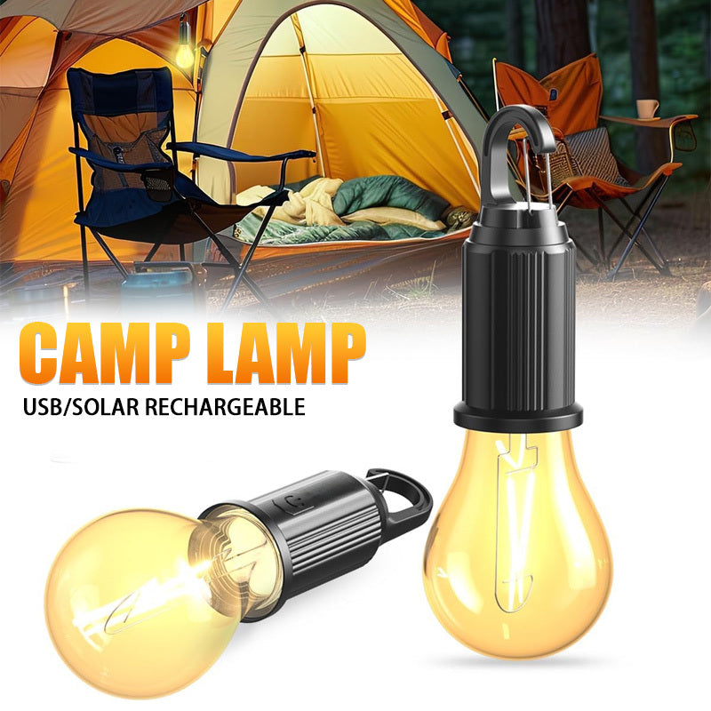 2-pack solar warm light - USB rechargeable, bright holiday decorative bulb with hook, portable hanging lantern, suitable for tents, streets, gardens, homes, night markets, emergencies