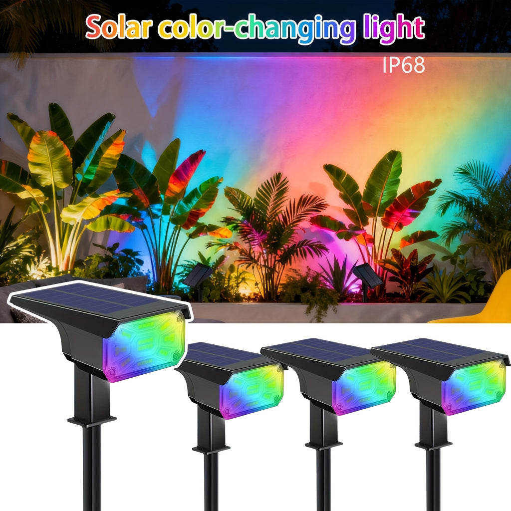 4/6-pack solar outdoor spotlights, light-sensing solar landscape lights, automatic on/off, two modes: wall light/grass light, perfect for Independence Day, Ramadan, weddings, holiday party lights – suitable for wall