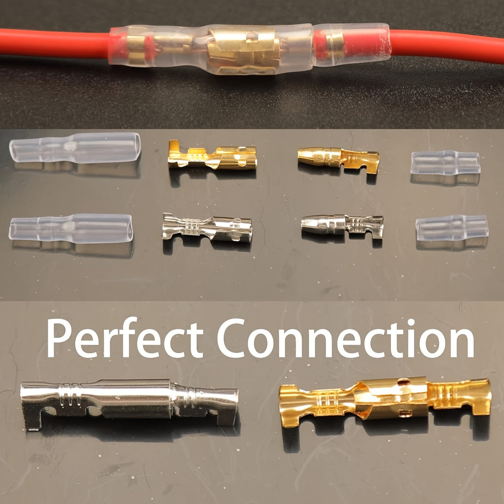 200/400-Piece 4.0mm Bullet Connector Male & Female Set – Brass Bullet Terminal Connectors with Insulating Sleeves, Crimp Terminal Connectors, Automotive Electrical Connectors, Motorcycle Connector Kit