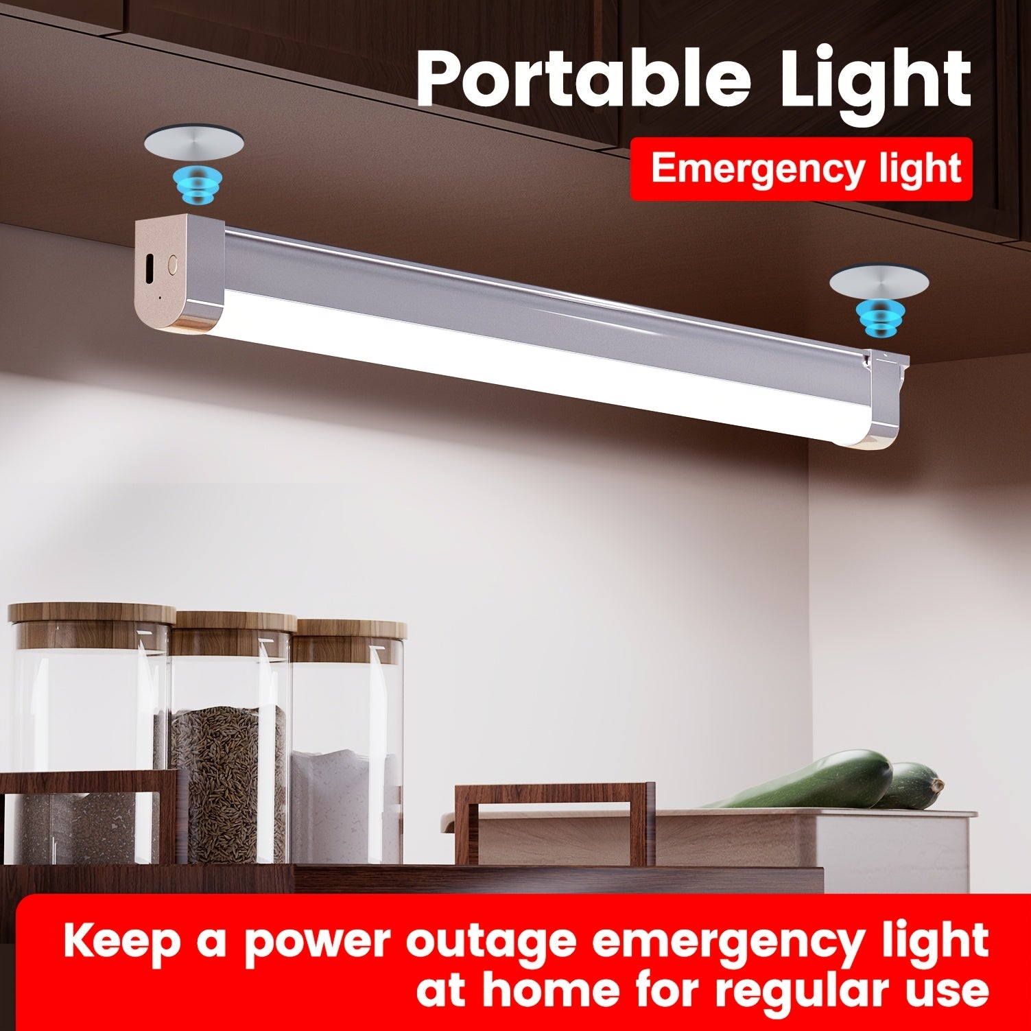 Rechargeable multi-functional light tube, large capacity battery, multiple dimming modes, stepless dimming, can be wall-mounted or handheld, suitable for indoor emergency, camping, stalls, car use, portable lighting, must-have for travel