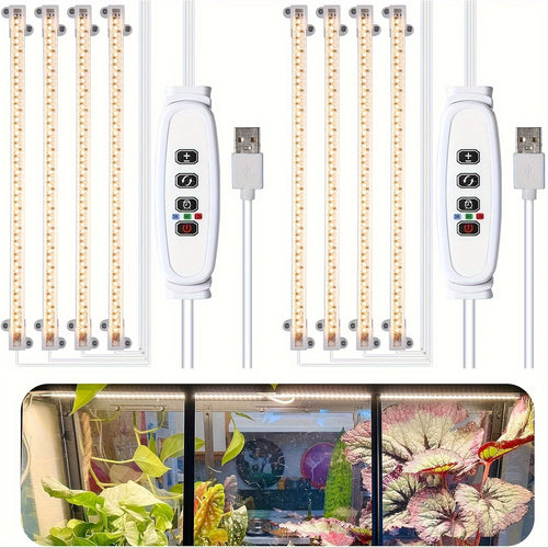 1/2-Pack LED Plant Grow Light Strip, 6000K Full Spectrum Grow Light for Indoor Plants, Daylight Grow Lamp with 3/9/12H Timer, 10 Dimmable Levels for Hydroponics Succulents, Plant Shelf Use