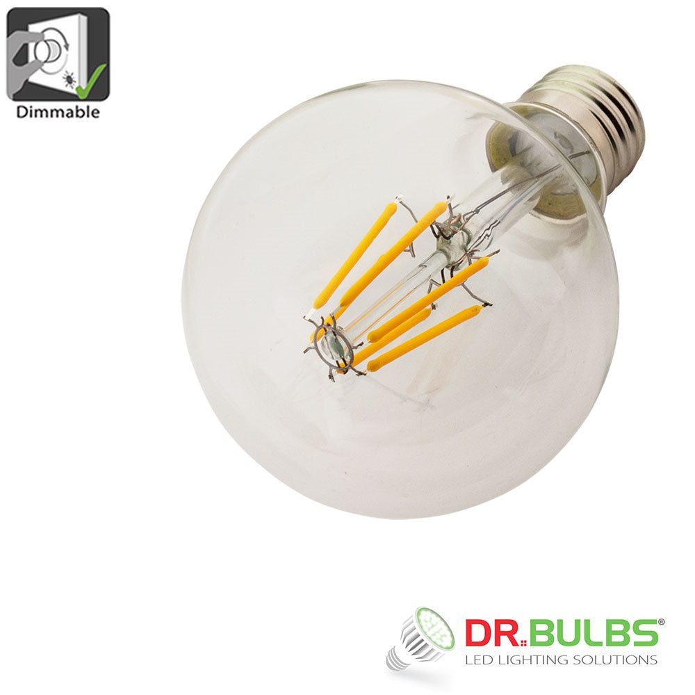 G25 5W LED (replaces 40W incandescent) 2200K ultra warm white dimmable LED filament globe bulb