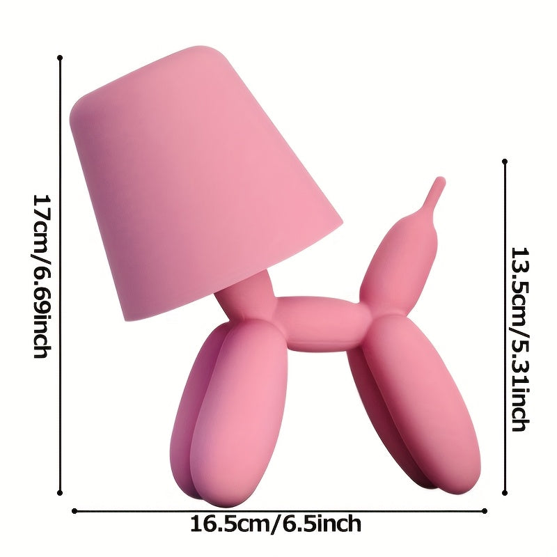 Creative romantic balloon dog shaped table lamp, equipped with touch switch, three-color stepless dimming, battery powered, dachshund ambiance light — perfect choice for hotel parties, Valentine‘s Day gifts