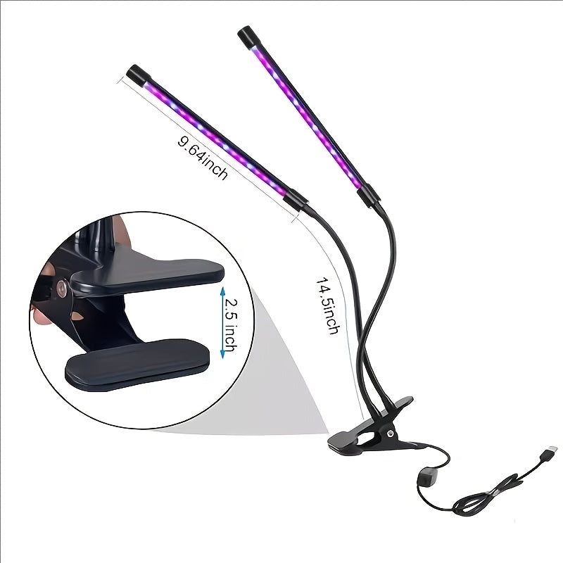 LED Plant Grow Light with 2/4/5/6 Lamp Heads, Full Spectrum Clip-On Grow Light for Indoor Plants, 5 Brightness Levels, 3/9/12H Timing Function