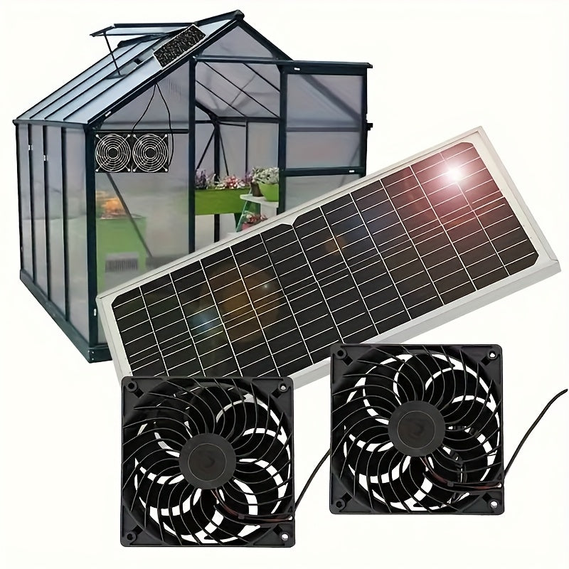 Solar Dual Fan Charging Panel - 30W Solar Kit, Energy-Saving Ventilation Fan Essential for Chicken Coop, Pet House, Small Poultry Shed and Greenhouse