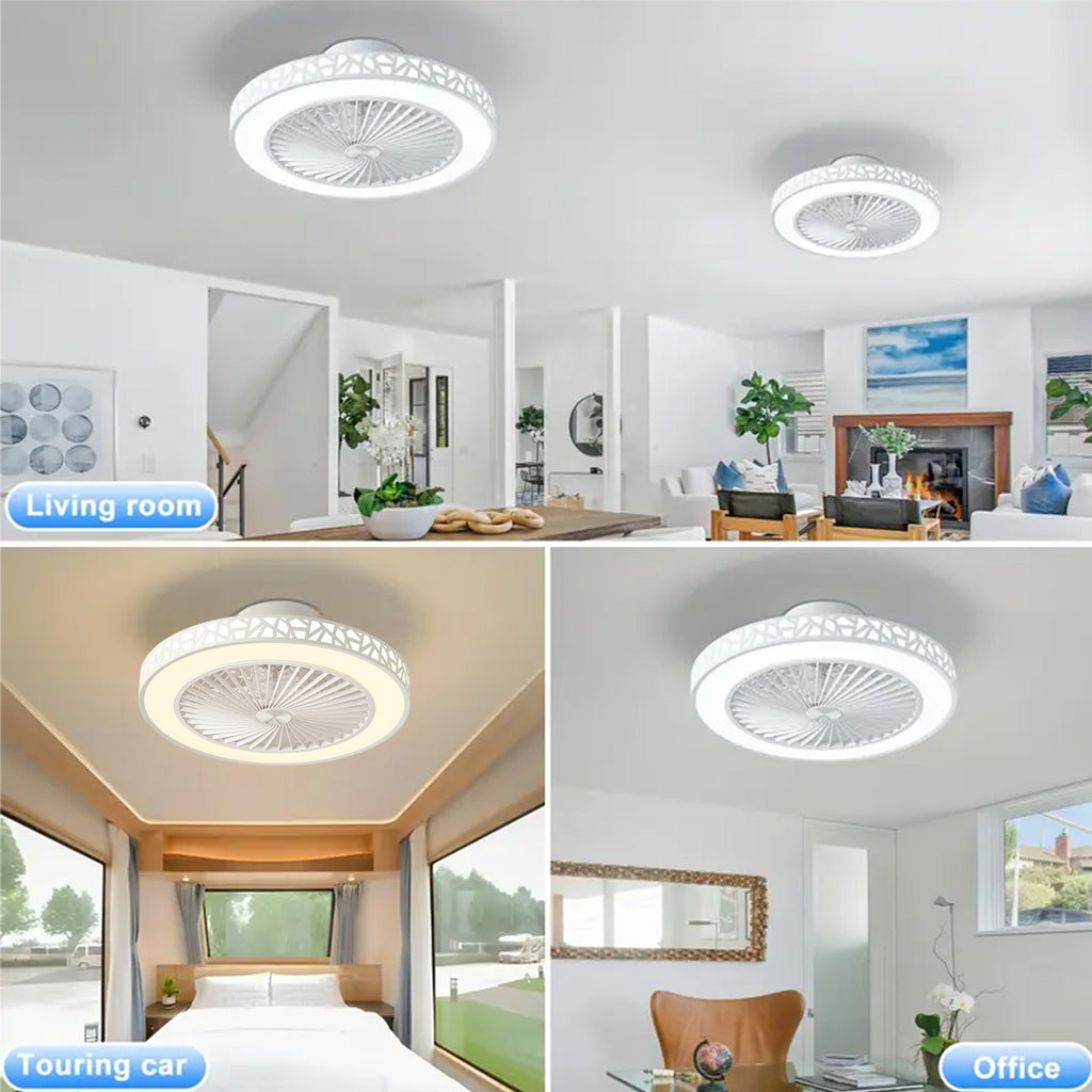 19" Low Profile Ceiling Fan with Remote, Modern Flush Mount Ceiling Fan, Dimmable LED with 3 Color Temperatures, 6-Speed Reversible Fan, for Bedroom, Living Room, Office, Indoor Use