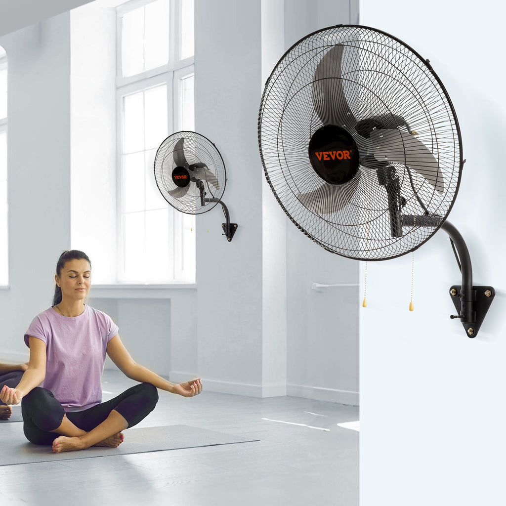 VEVOR Wall Mount Fan, 1/2 Pack, 18 Inch Oscillating, 3 Speed Settings, Max 4000 CFM, Industrial Indoor Fan, Ideal for Commercial, Residential, Warehouse, Greenhouse, Workshop, Basement, Garage, Black