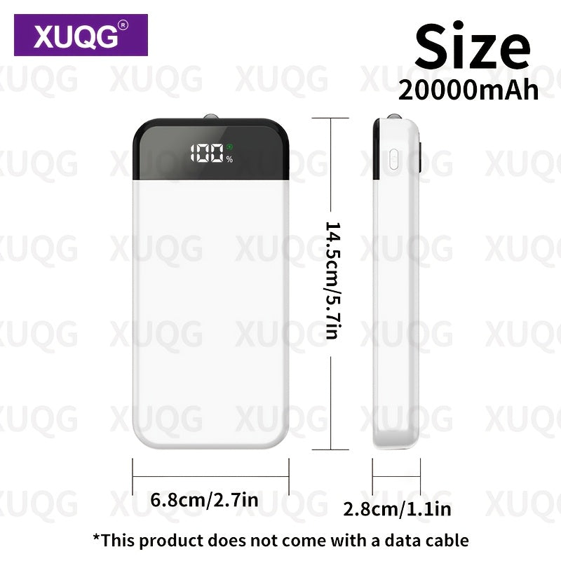 20000mAh Power Bank with LED Power Display, Built-in LED Light, Dual Input/Output, Compact Portable Charger for Mobile Phones