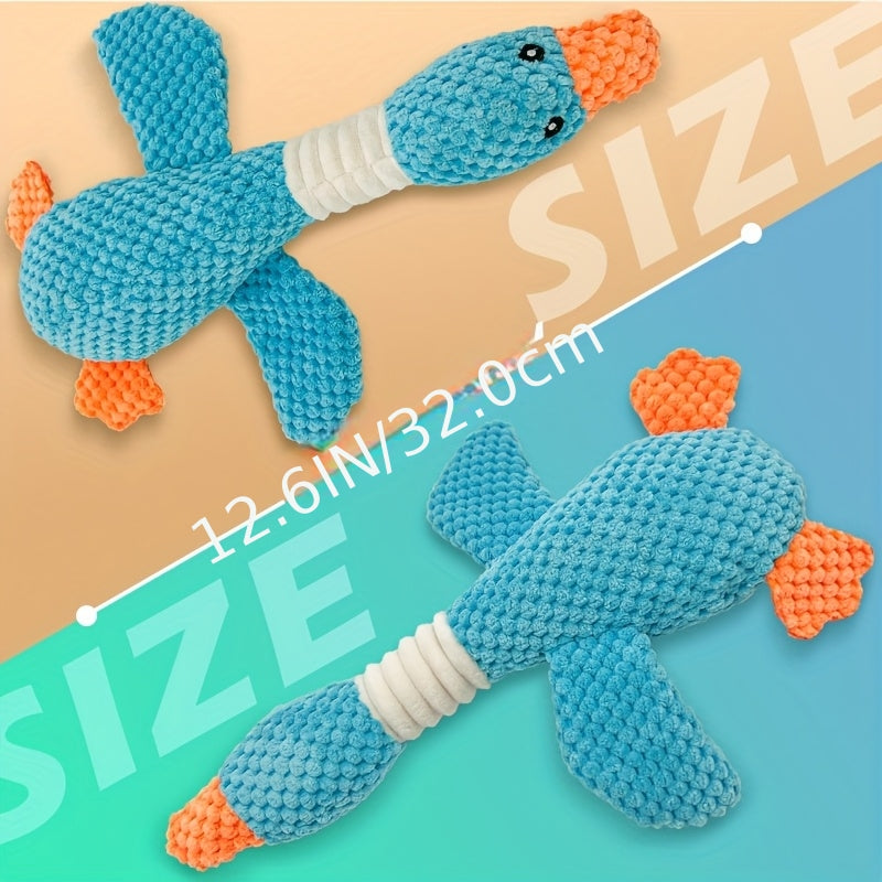 狗狗发声玩具 蓝色大雁 - 小 / 中 / 大型犬耐用磨牙玩具，幼犬出牙期洁齿玩具，解闷互动宠物玩具，安全柔软狗狗玩具，用于口腔护理与益智互动的磨牙玩具