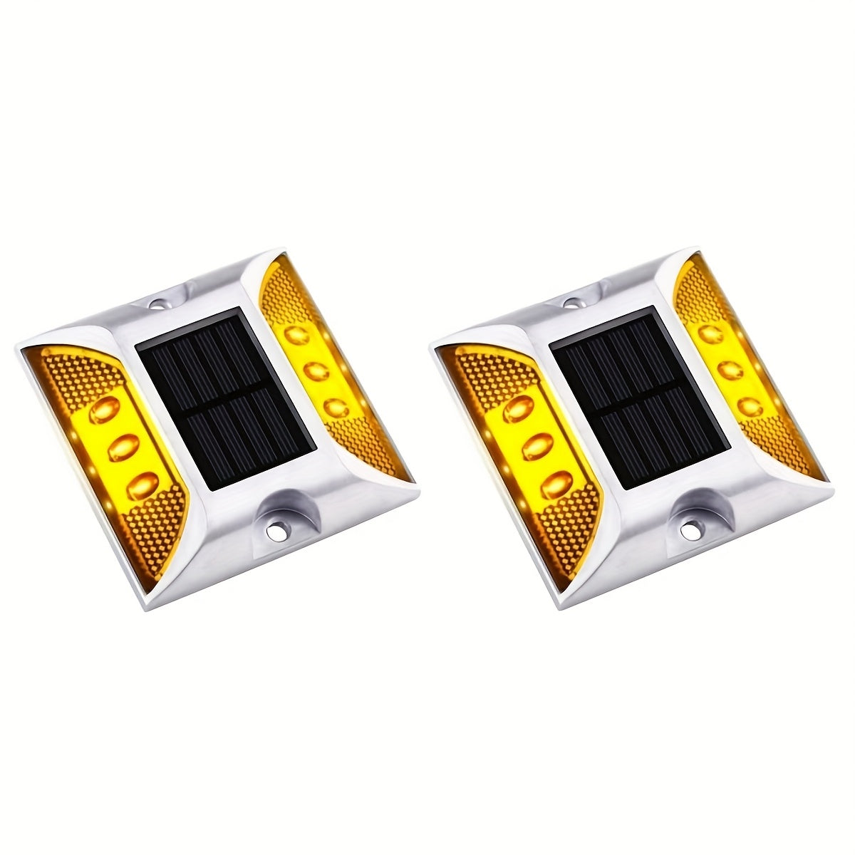 2/4 Pcs Solar Driveway Dock Lights, IP67 Solar Deck Lights, Outdoor Warning Step Lights Reflective Road Markers for Sidewalk Stair Garden Path Walkway (Red Green Blue Yellow Daylight White)