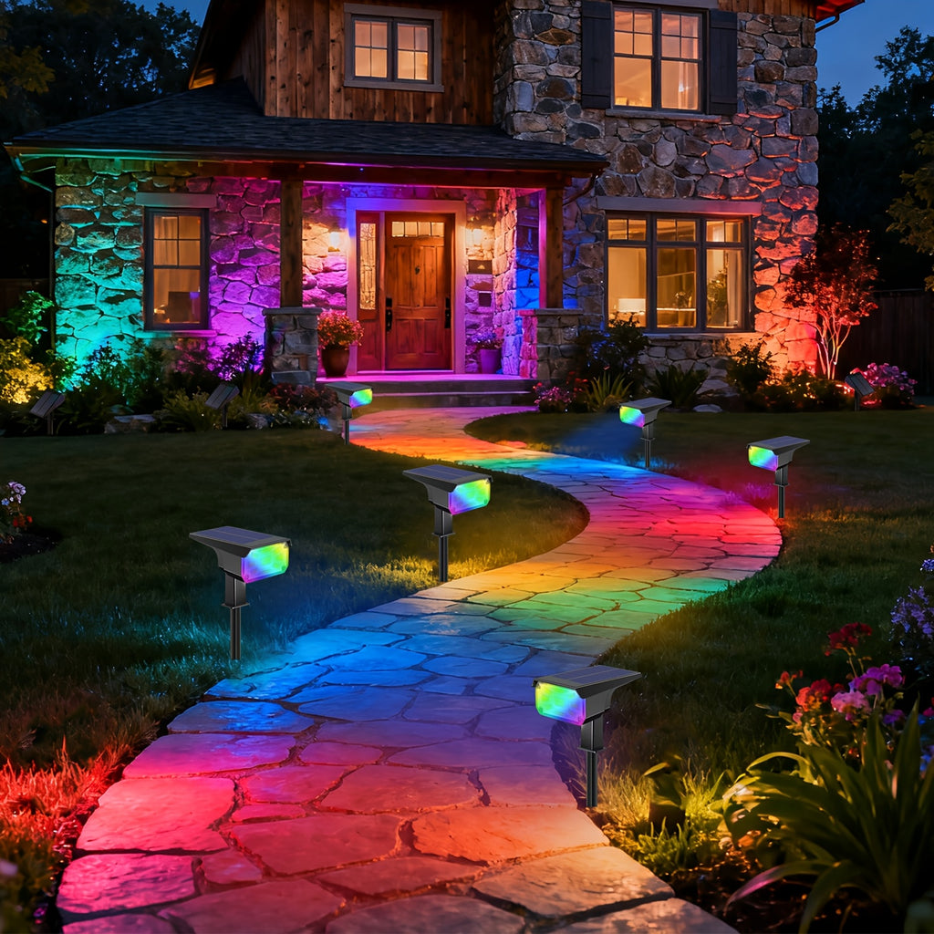 4/6-pack solar outdoor spotlights, light-sensing solar landscape lights, automatic on/off, two modes: wall light/grass light, perfect for Independence Day, Ramadan, weddings, holiday party lights – suitable for wall