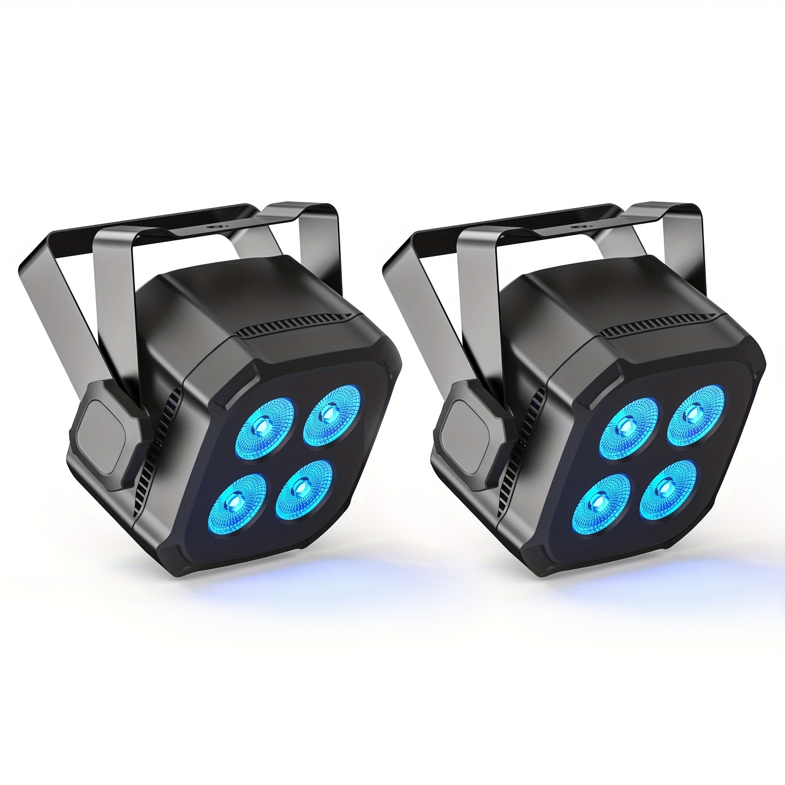 Mini stage light, available in 1, 2 or 4-pack, equipped with four 15W LED Par lights. These lightweight RGBW 4-in-1 LED stage lights feature DMX512 and sound-activated functions, suitable for home use, parties, performances and events.