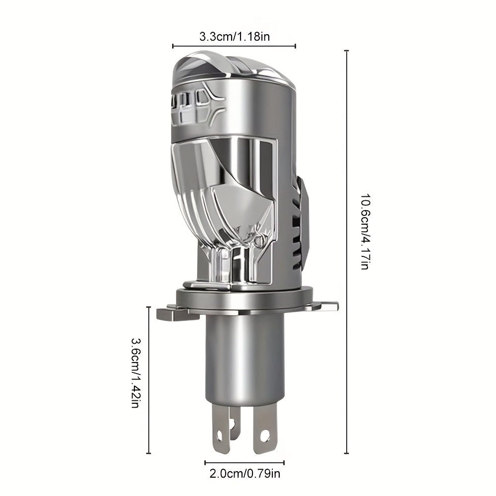 2个装 H4 9003 HB2-QC0105 超亮 6500K 白色光 CSP LED 大灯，高流明 60000Lm/个 260W，镜头设计完美光束，内置驱动器带风扇，长寿命，汽车摩托车迷你镜头，不含电池