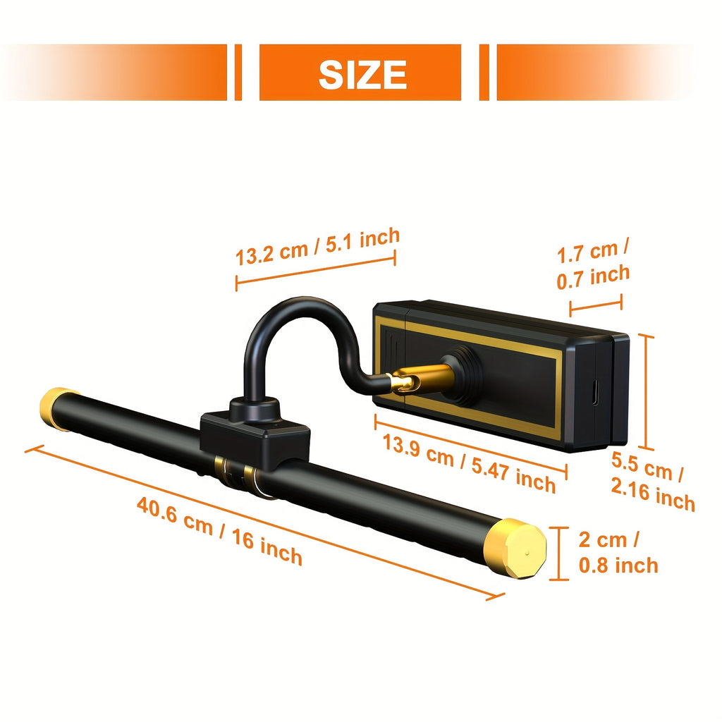 Battery-powered picture light, rechargeable LED picture light with remote control, RGB dimmable, programmable timer, magnetic 360° rotatable lamp head, suitable for paintings, galleries, libraries, dart rooms, bedrooms, and 5000mAh battery