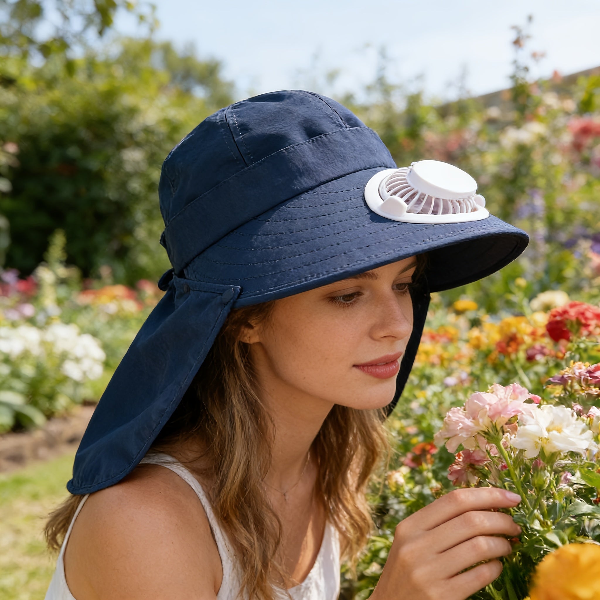 Women's Exclusive Solar + USB Dual Charging Top Fan Hat | Built-in Battery, Long Lasting Battery Life, Stylish Shape, Essential for Outdoor Travel, Tennis and Hiking