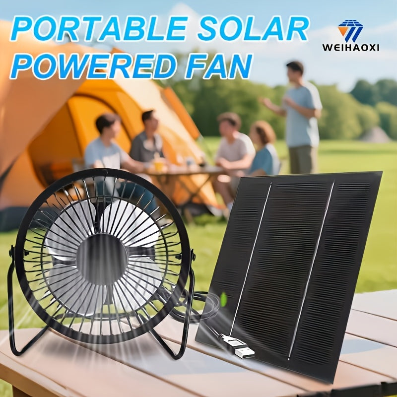 WEIHAOXI 1pc Outdoor Solar Fan with Detachable Solar Panel - Ideal for RV, Camping, Car & Attic Ventilation. This Quiet Solar Fan is Perfect for Cabins, RVs & Pet Shelters.