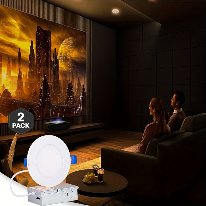 CyvSun 2/6/8-pack recessed downlight LED 4-inch ultra-thin downlight with night light, dimmable & 5 color temperatures selectable Lumiere ceiling light panel light 9 watt 750 lumens ETL certified suitable for living room, kitchen, hallway and bedroom