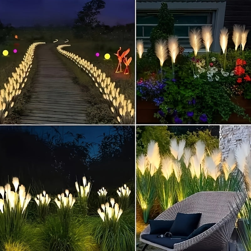 Summer Vibe Solar Reed Ground Light, Warm Light, Perfect for Courtyard Lawn Landscape Decoration, Outdoor Garden Lighting, Homestay Garden and Festival Decor