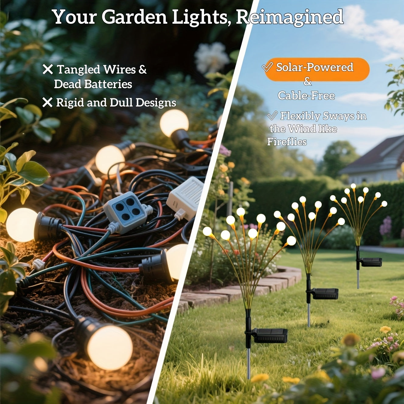 30-Inch 8-Piece LED Small White Ball Warm Light, Solar Powered, 8 Lighting Modes, Outdoor Swaying Light, Suitable for Outdoor Path, Garden, Courtyard Decorative String Light, Birthday Wedding Scene Decorative Atmosphere Creation